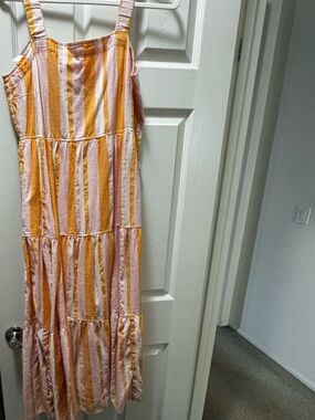 Striped Pink & Yellow Maxi Dress - Casual Summer Style